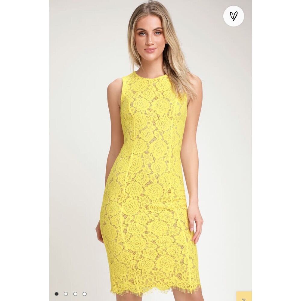 Lulu's Yellow Lace Mini Dress